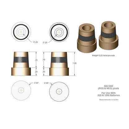 XS Power 586 Brass Top Post M6 Terminal Adapters