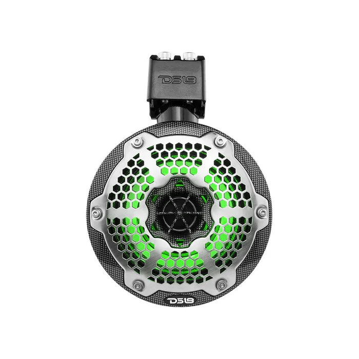 DS18 CF-X8TP HYDRO 8" Marine Towers with Integrated RGB LED Lights, 425 Watts, Black Carbon Fiber