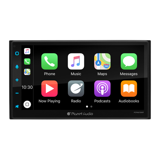 Planet Pro PCPA975WP Double-DIN, Wired Apple CarPlay & Android Auto, MECH-LESS Multimedia Player (no CD/DVD) 6.75" Touchscreen Bluetooth