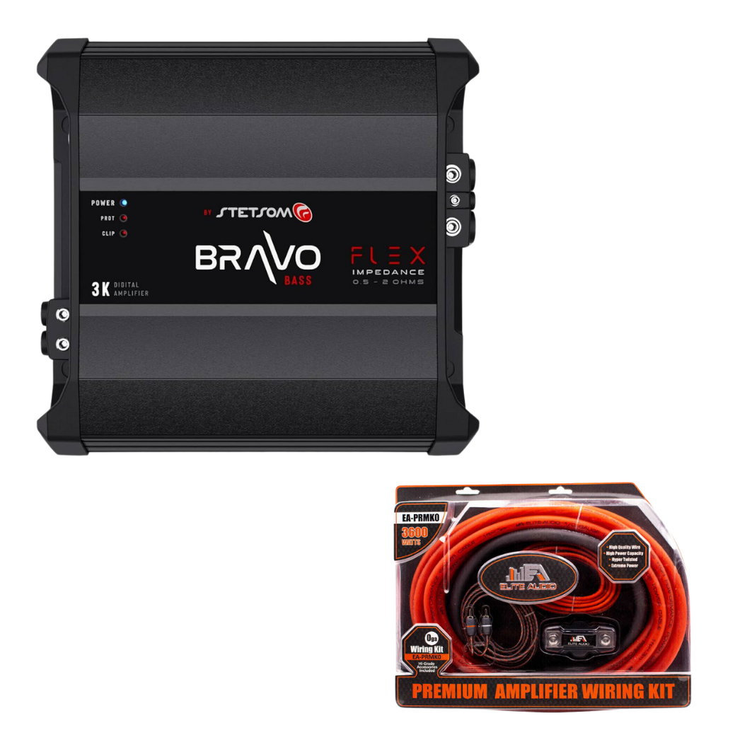 Stetsom Bravo Flex 3k and Elite Audio 0g CCA Amp Kit